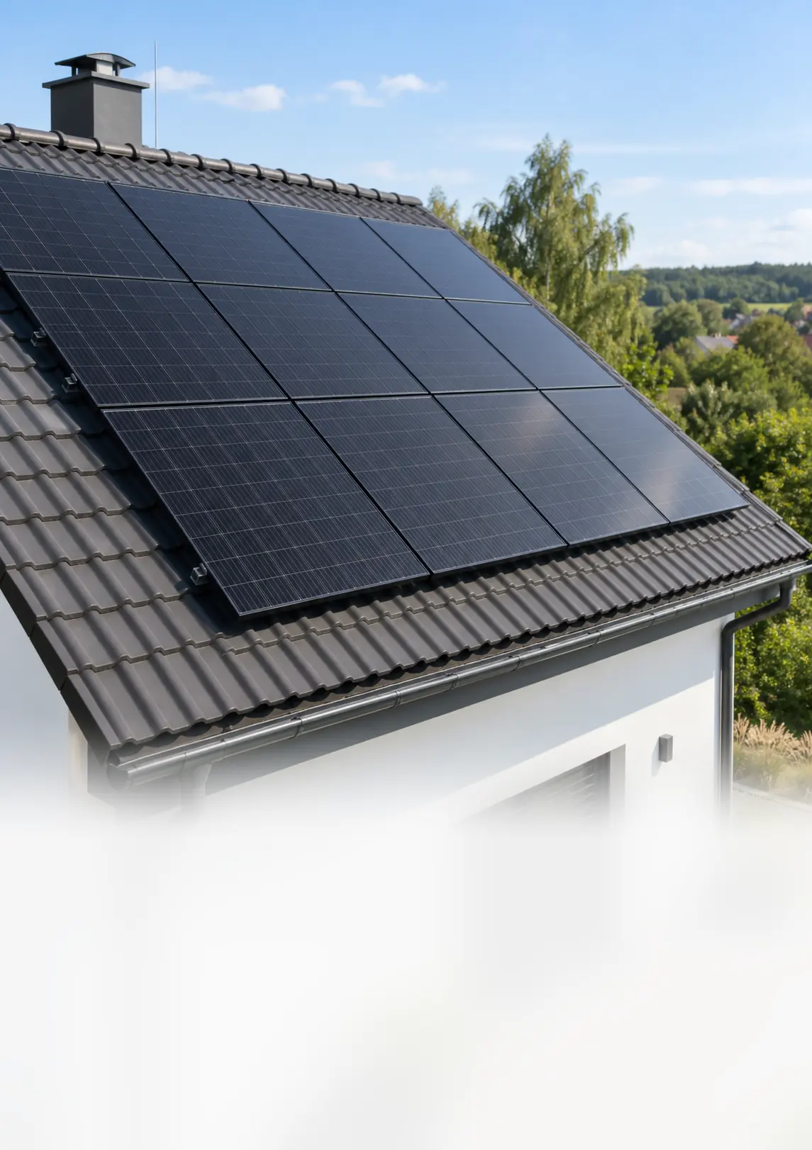 Fotovoltaické panely na střeše rodinného domu