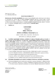 Certifikát MŽP — Kategorie I